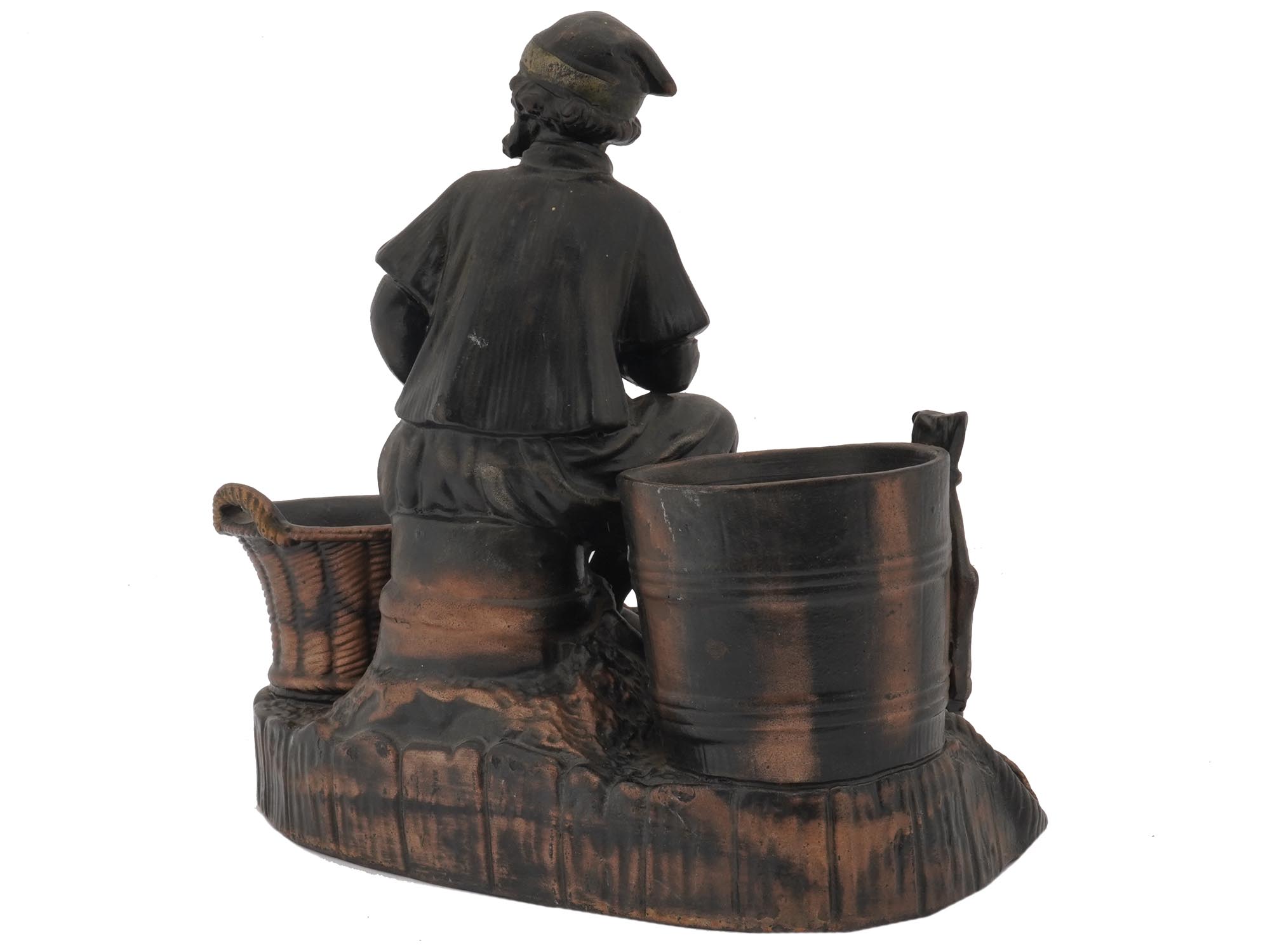 PAINTED CERAMIC DESK DECOR FIGURE OF A FISHERMAN PIC-2